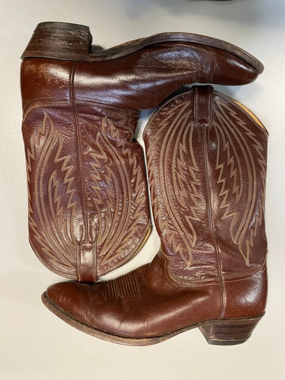 JUSTIN BOOTS Men's 1220 Cowboy Western Boots Size 11.5D In Brown - Picture 2 of 10